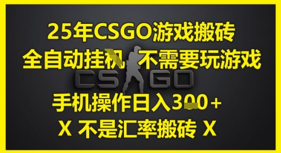 25年CSGO游戏搬砖，全自动运行，不需要玩游戏，手机操作日入3张(不是汇率搬砖)【揭秘】-耐玩网创