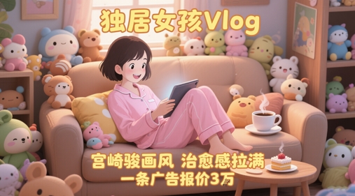 单个账号涨粉71W！用AI制作独居女孩Vlog，宫崎骏画风，治愈感拉满，一条广告报价3W-耐玩网创