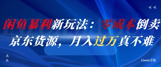 闲鱼暴利新玩法：零成本倒卖京东货源，月入过1W真不难-耐玩网创