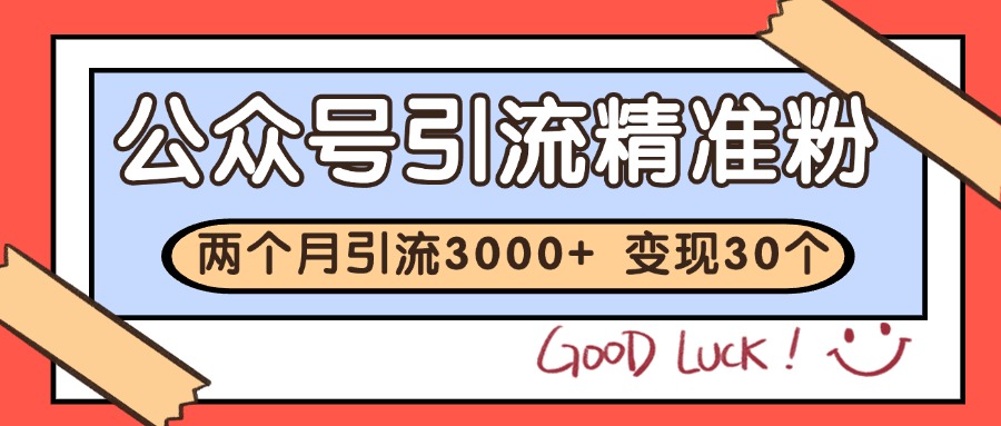 公众号精准粉引流玩法 2个月3000+精准粉 变现30万+-耐玩网创