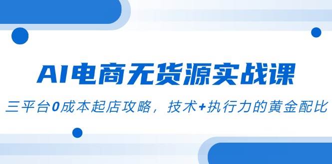 （14982期）AI电商无货源实战课，三平台0成本起店攻略，技术+执行力的黄金配比-耐玩网创