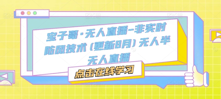宝子哥·无人直播-非实时防风技术(更新25年6月)无人半无人直播-耐玩网创