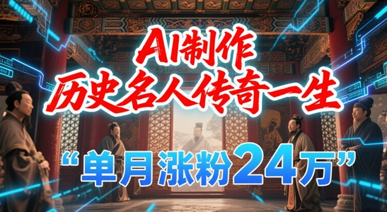 暴力起号！用AI制作历史名人传奇一生，单月涨粉24W，涨粉+变现赛道黑马来了-耐玩网创