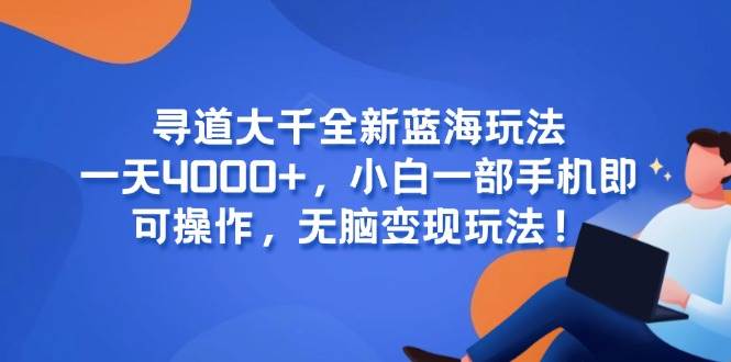 （15050期）寻道大千全新蓝海玩法，一天4000+，小白一部手机即可操作，无脑变现玩法！-耐玩网创