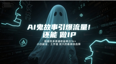 AI鬼故事引爆流量，还能做IP，视频号多渠道收益单日1k+，小白副业、工作室放大的最佳选择-耐玩网创