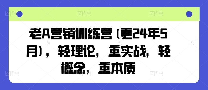 老A营销训练营(更25年6月)，轻理论，重实战，轻概念，重本质-耐玩网创