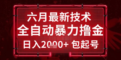 六月最新技术全自动暴力撸金，稳定日入2k+包起号，长期稳定【揭秘】-耐玩网创