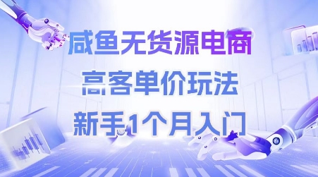 咸鱼无货源电商，高客单价玩法，新手1个月入门-耐玩网创