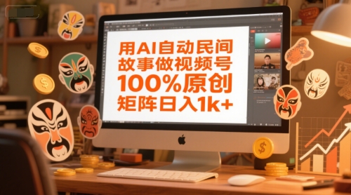 用AI自动民间故事做视频号，100%原创，矩阵日入1k+-耐玩网创
